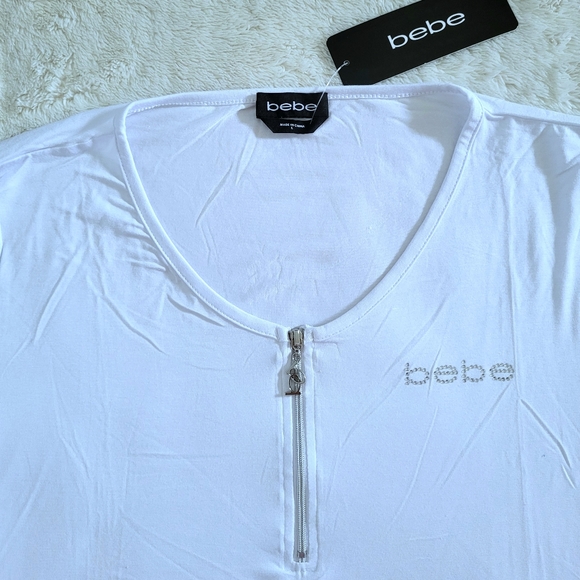 bebe White Top with Zipper Detail - NWT - Picture 4 of 14